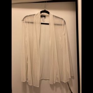 MSK ivory sheer glitter jacket size L